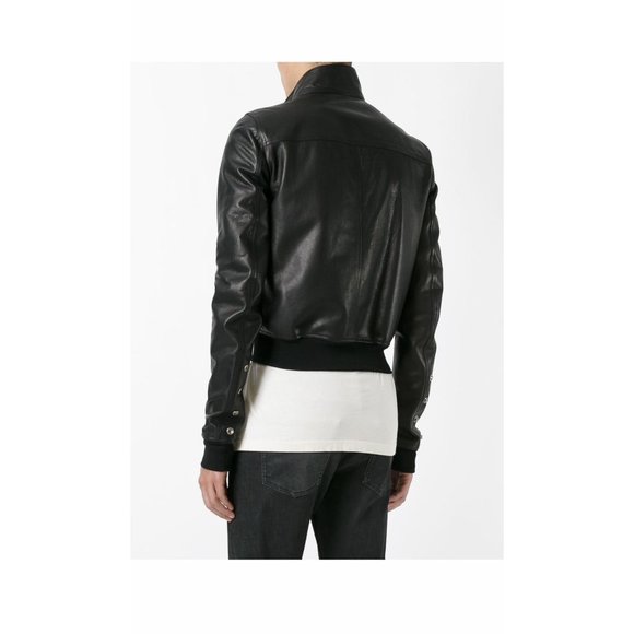 Rick Owens Calf Leather Cropped Bomber Jacket - Picture 3 of 9
